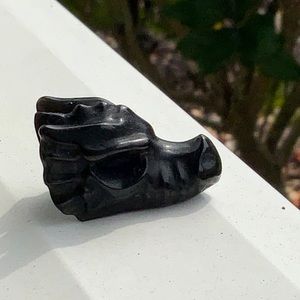OBSIDIAN HAND CARVED DRAGON SKULL